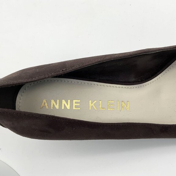 Anne Klein MEDLEY Slip On Brown Suede Low Heels Tortoiseshell Vamp & Heel 11M - Picture 8 of 11